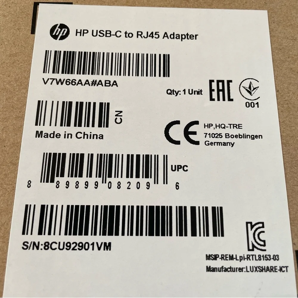 hp assy adapter usb-c to rj45 adapter